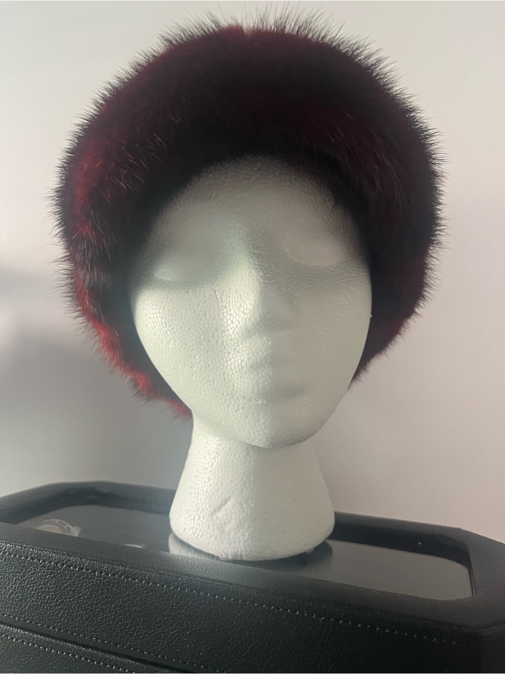 Women's Faux Mink Hat in Burgundy